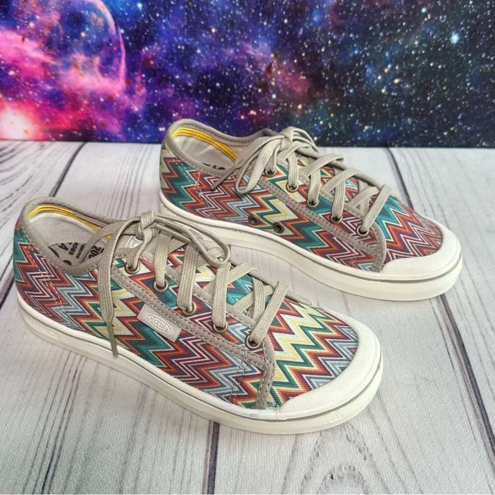 Keen Elsa Lite Women Sz‎ 7 Chevron Plaza Taupe Low Shoes Sneakers Colorful